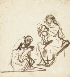 Einer der drei Könige, der die Jungfrau und das Kind anbetet, ca. 1635-40